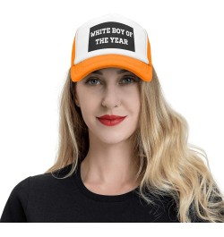 White Boy of The Year Mesh Hat Birthday Gifts Mesh Cap Unisex Baseball Cap Men Women Trucker Hat Orange $13.32 Baseball Caps