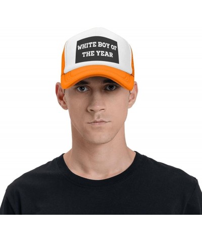 White Boy of The Year Mesh Hat Birthday Gifts Mesh Cap Unisex Baseball Cap Men Women Trucker Hat Orange $13.32 Baseball Caps