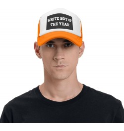 White Boy of The Year Mesh Hat Birthday Gifts Mesh Cap Unisex Baseball Cap Men Women Trucker Hat Orange $13.32 Baseball Caps