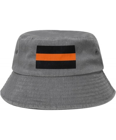 Thin Orange Line Flag Bucket Hat for Women Men Summer Travel Sun Hat Outdoor Cap Funny Bucket Hats Gray $14.98 Bucket Hats