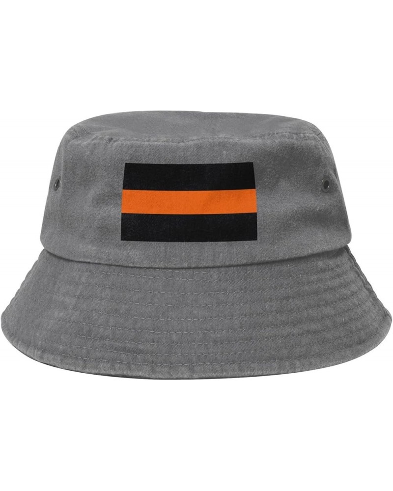 Thin Orange Line Flag Bucket Hat for Women Men Summer Travel Sun Hat Outdoor Cap Funny Bucket Hats Gray $14.98 Bucket Hats