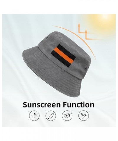 Thin Orange Line Flag Bucket Hat for Women Men Summer Travel Sun Hat Outdoor Cap Funny Bucket Hats Gray $14.98 Bucket Hats