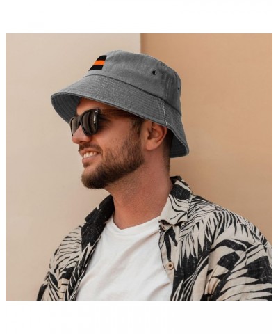 Thin Orange Line Flag Bucket Hat for Women Men Summer Travel Sun Hat Outdoor Cap Funny Bucket Hats Gray $14.98 Bucket Hats