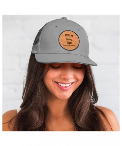 Patch Hat Printed Leather Background I Love My Mommy Daddy Style B Funny Humor Cotton Trucker Baseball Cap Khaki Circle Patch...