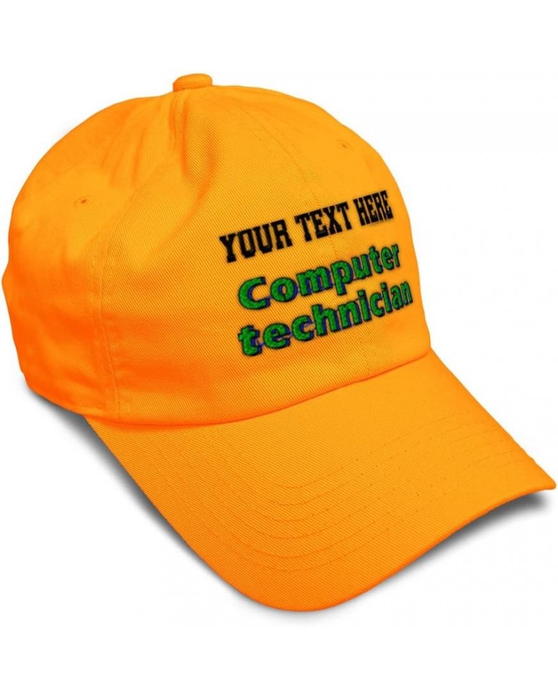 Soft Baseball Cap Computer Technician Technology Twill Cotton Tech Dad Hat for Men & Women Orange Personalized Text Here $12....