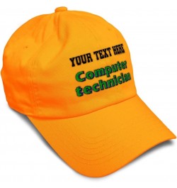 Soft Baseball Cap Computer Technician Technology Twill Cotton Tech Dad Hat for Men & Women Orange Personalized Text Here $12....