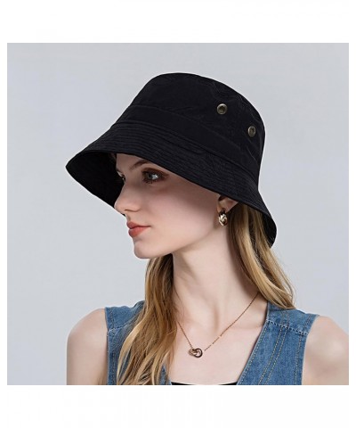 Men's Sun Hat UPF 50+ Wide Brim Sun Fisherman Bucket Hat Windproof Fishing Hats Gifts Birthday Black $6.51 Bucket Hats