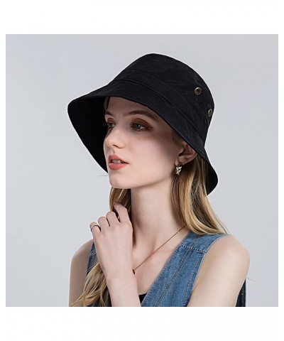 Men's Sun Hat UPF 50+ Wide Brim Sun Fisherman Bucket Hat Windproof Fishing Hats Gifts Birthday Black $6.51 Bucket Hats