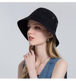 Men's Sun Hat UPF 50+ Wide Brim Sun Fisherman Bucket Hat Windproof Fishing Hats Gifts Birthday Black $6.51 Bucket Hats