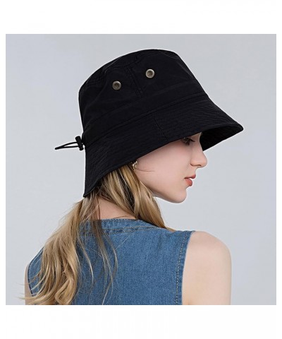 Men's Sun Hat UPF 50+ Wide Brim Sun Fisherman Bucket Hat Windproof Fishing Hats Gifts Birthday Black $6.51 Bucket Hats