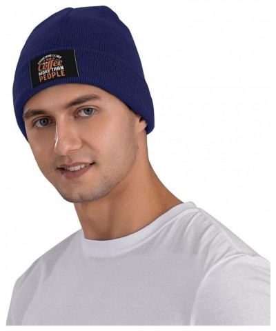 Sometimes I Like Coffee Beanie Hat for Men Women Soft Cozy Skull Cap Winter Warm Knit Hats Navy Blue $11.83 Skullies & Beanies