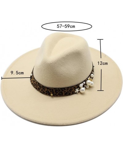 9.5cm Big Brim Jazz Hat and Winter Woolen Hat for Men and Women Peach Top Leopard Pattern Felt Hat Fengyan Cowboy Hats Claret...