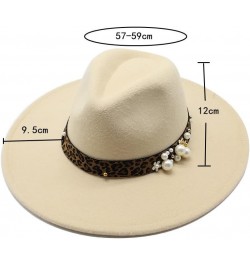 9.5cm Big Brim Jazz Hat and Winter Woolen Hat for Men and Women Peach Top Leopard Pattern Felt Hat Fengyan Cowboy Hats Claret...