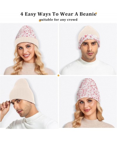 Different Cactus White Winter Hats Soft Stretchy Beanie Hat Warm Fleece Lined Hat for Women Men Cute Hearts $10.78 Skullies &...