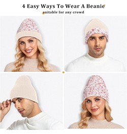 Different Cactus White Winter Hats Soft Stretchy Beanie Hat Warm Fleece Lined Hat for Women Men Cute Hearts $10.78 Skullies &...