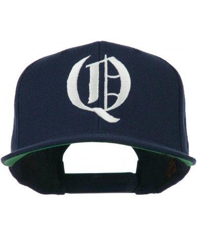 Old English Q Embroidered Flat Bill Cap Navy $19.97 Baseball Caps