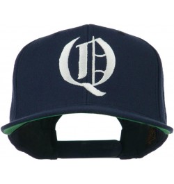 Old English Q Embroidered Flat Bill Cap Navy $19.97 Baseball Caps