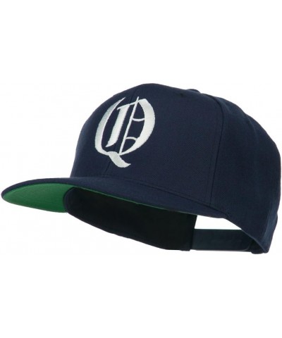 Old English Q Embroidered Flat Bill Cap Navy $19.97 Baseball Caps