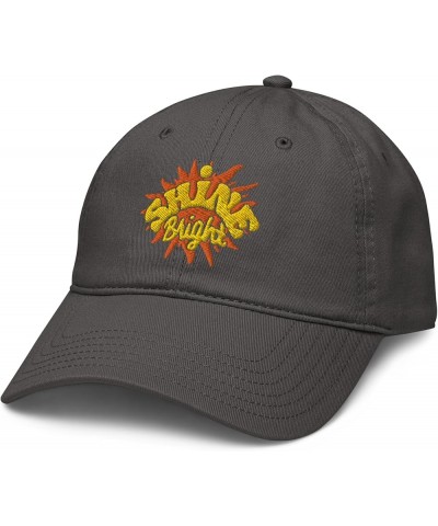 Shine Bright Letters and Sun icon Adjustable Baseball Hat Asphalt Grey $12.42 Baseball Caps