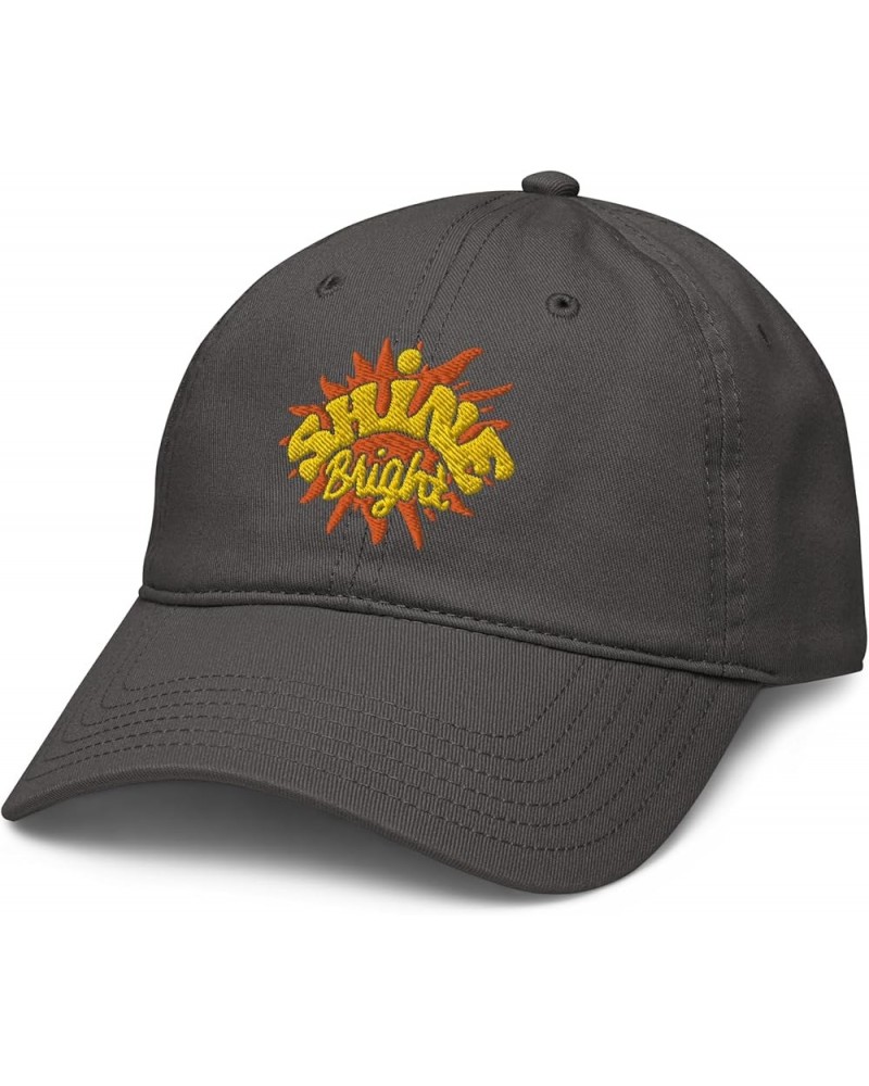 Shine Bright Letters and Sun icon Adjustable Baseball Hat Asphalt Grey $12.42 Baseball Caps