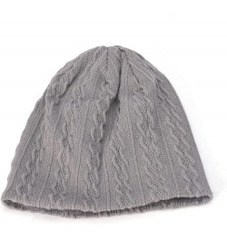 Womens and Mens Warm Thick Knit Sweater Hat Plus Fleece Warm Hat Baseball Tights Women Grey $9.30 Skullies & Beanies