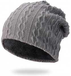 Womens and Mens Warm Thick Knit Sweater Hat Plus Fleece Warm Hat Baseball Tights Women Grey $9.30 Skullies & Beanies