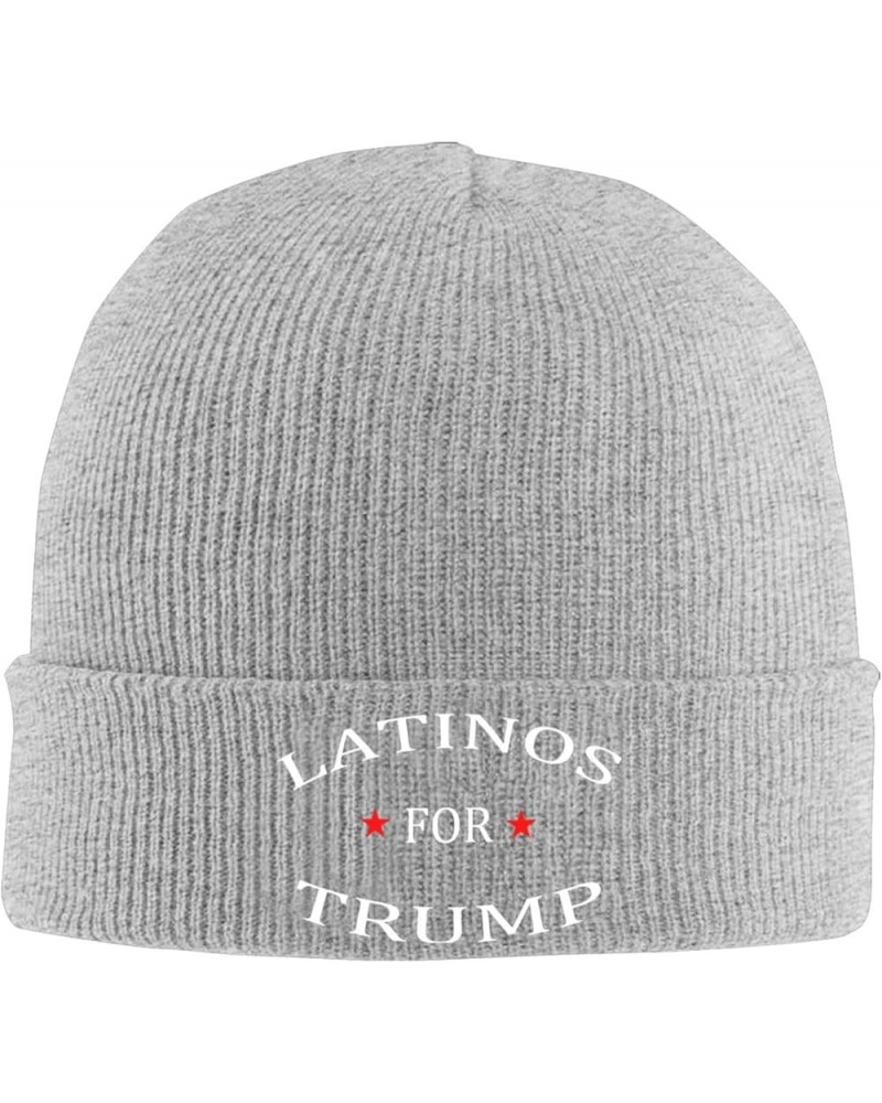 Latinos for Trump Beanie Hat for Men Women Winter Hat Cuffed Knit Skull Cap Warm Ski Hats Gray $10.88 Skullies & Beanies