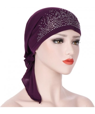 Chemo Cancer Head Scarf Hat Cap Tie Dye Pre-Tied Hair Cover Headscarf Wrap Scarves Caps Turban Headwear Purple $5.46 Scarves