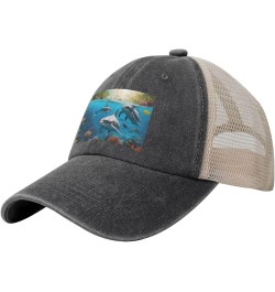 Farm Animal Print Mesh Beach Hat for Ladies and Men Cowboy Hat Summer Hat Trucker Cap Baseball Cap Dolphins Sea Turtle Shark ...