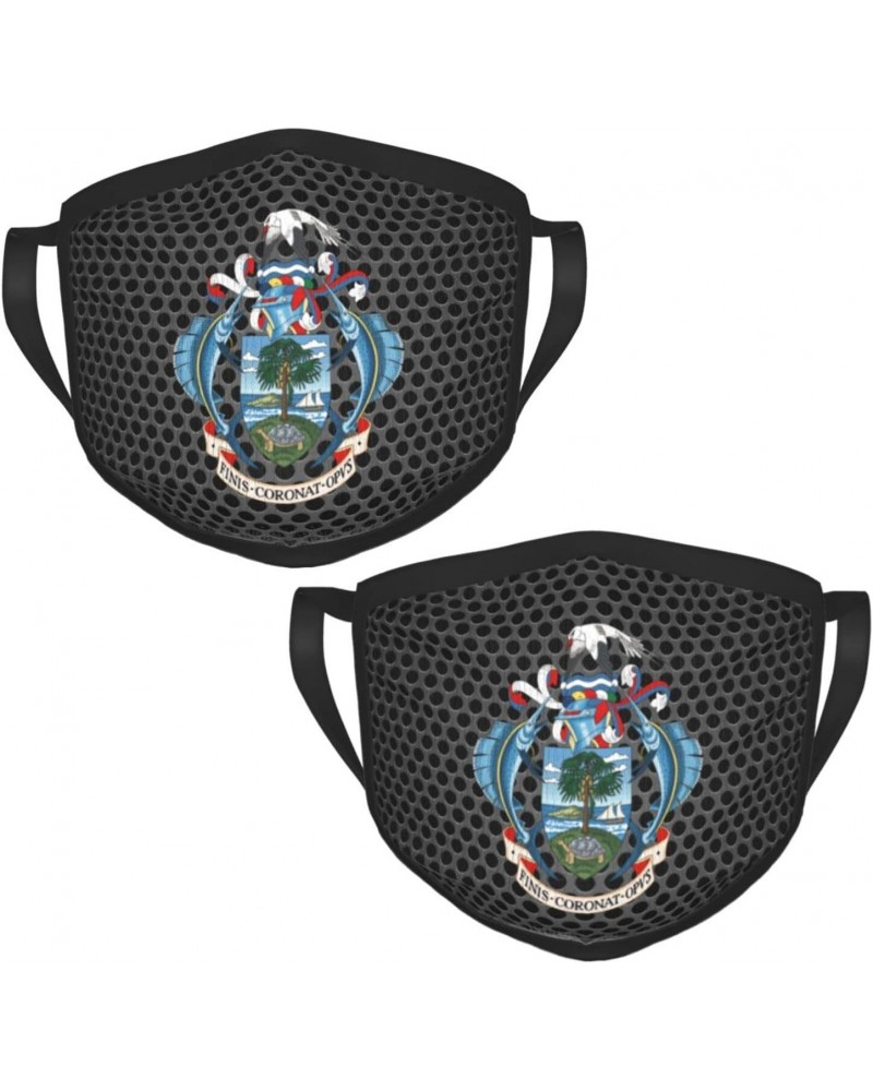 Coat of Arms of Seychelles Face Mask 2 Pcs Face Cover Reusable Washable Breathable for Men Women Balaclavas Bandanas Black $1...