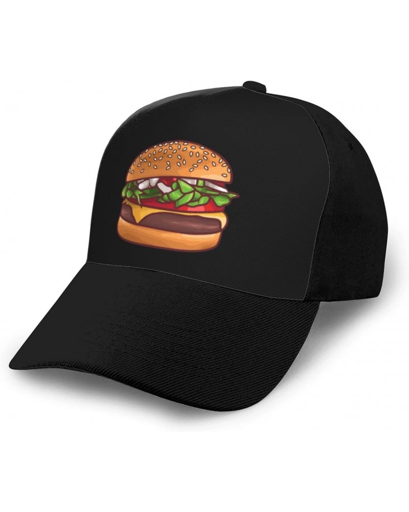 Delicious Burgers Baseball Cap Women Men Hat Outdoor Leisure Sun Hat Adjustable Truck Driver Baseball Caps Dad Hats Black $11...