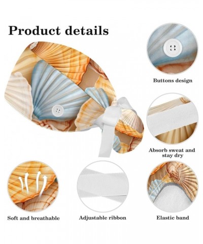 Seashell Print Pattern Classic Working Cap Adjustable Tie Back Hat Ponytail Holder Hair Accessories Color 7 $9.49 Skullies & ...