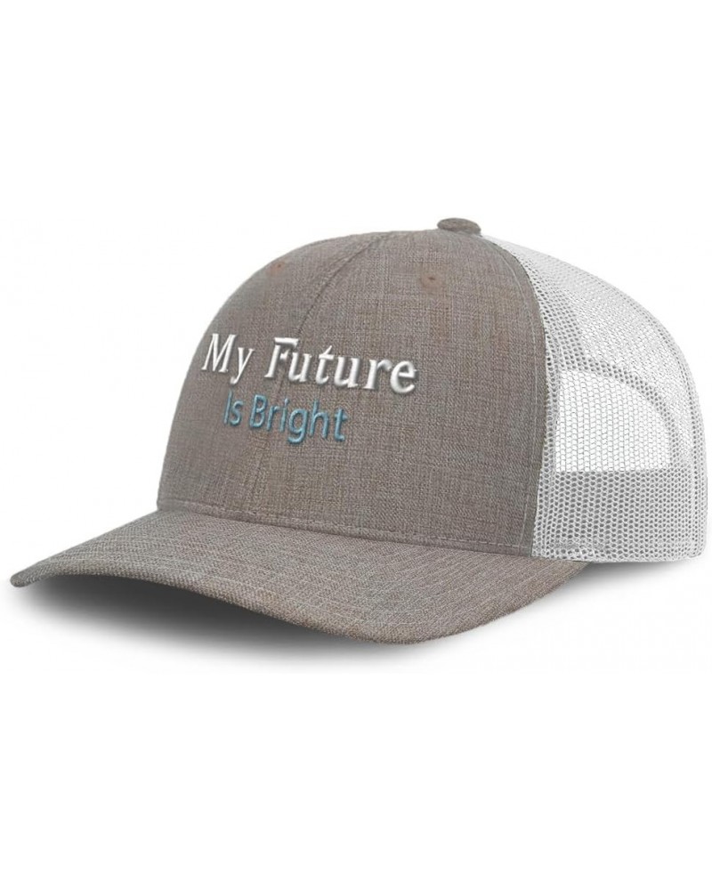 Trucker Hat Baseball Cap My Future is Bright Style B Cotton Dad Hats for Men & Women Heather Khaki White $13.23 Baseball Caps