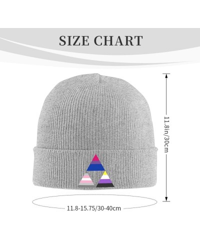 Bisexual Demigirl Nonbinary Triangle Pride Flag Cozy Knitted Hat for Winter - Warm Comfort Black Gray $10.88 Skullies & Beanies