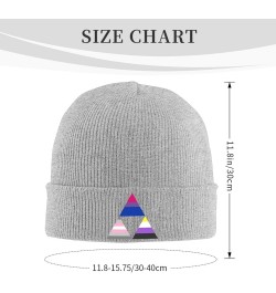 Bisexual Demigirl Nonbinary Triangle Pride Flag Cozy Knitted Hat for Winter - Warm Comfort Black Gray $10.88 Skullies & Beanies