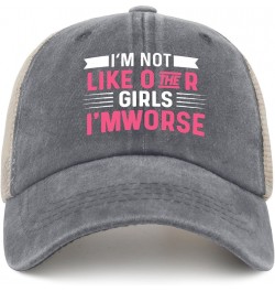 I'm Not Like Other Girls I'm Worse Hat for Womens Retro Ball Cap Womens AllBlack Caps Trendy for Artists Gray01 $11.86 Baseba...