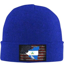 Map of Nicaragua Flag Cozy Knitted Hat for Winter - Warm Comfort Black Blue $13.80 Skullies & Beanies