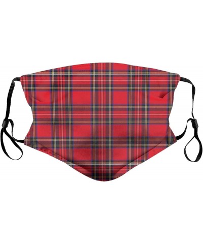 Royal Stewart Tartan Reusable Face Mask with Replaceable Filter Activated Carbon Dust Mask with Two Filters $11.38 Balaclavas