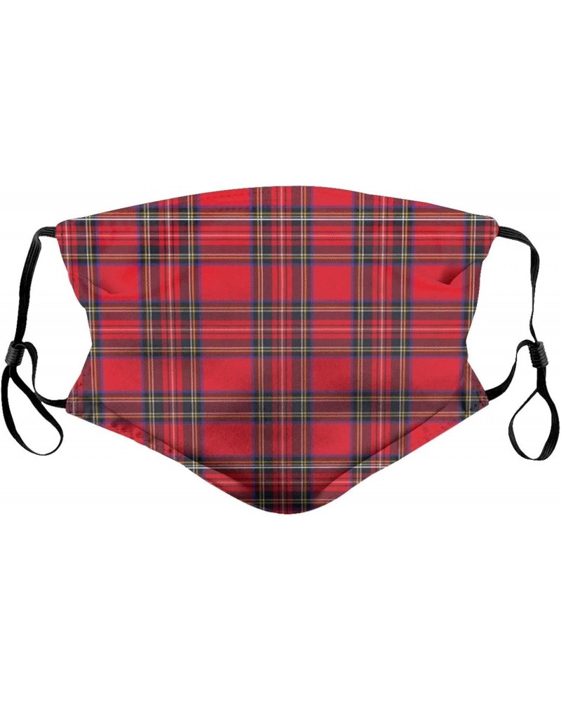 Royal Stewart Tartan Reusable Face Mask with Replaceable Filter Activated Carbon Dust Mask with Two Filters $11.38 Balaclavas