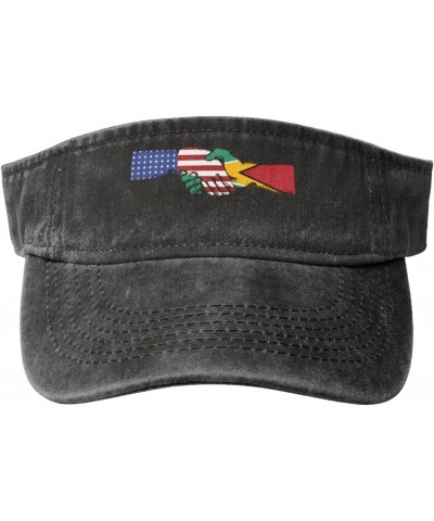 The America and Guyana Flag Shake Hands Empty Top Baseball Sun Cap Uv Protection Sun Protection Cowboy Hat Cotton Hat for Men...