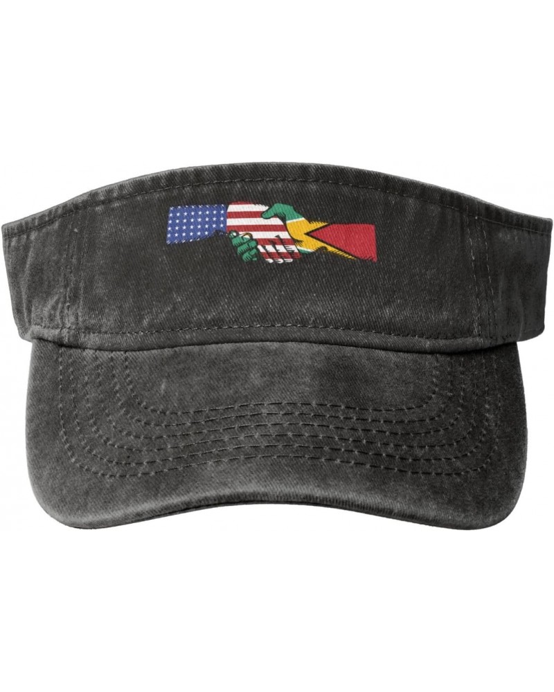 The America and Guyana Flag Shake Hands Empty Top Baseball Sun Cap Uv Protection Sun Protection Cowboy Hat Cotton Hat for Men...