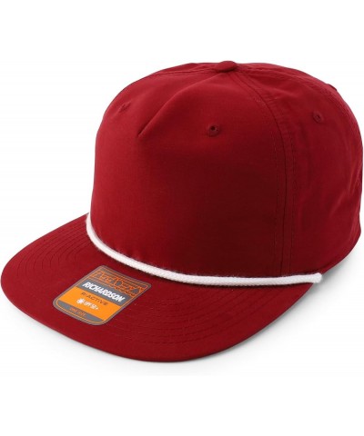 UPF 50 Unstructured 5 Panel Flatbill Golf Snapback Cap Cardinal White $14.70 Baseball Caps