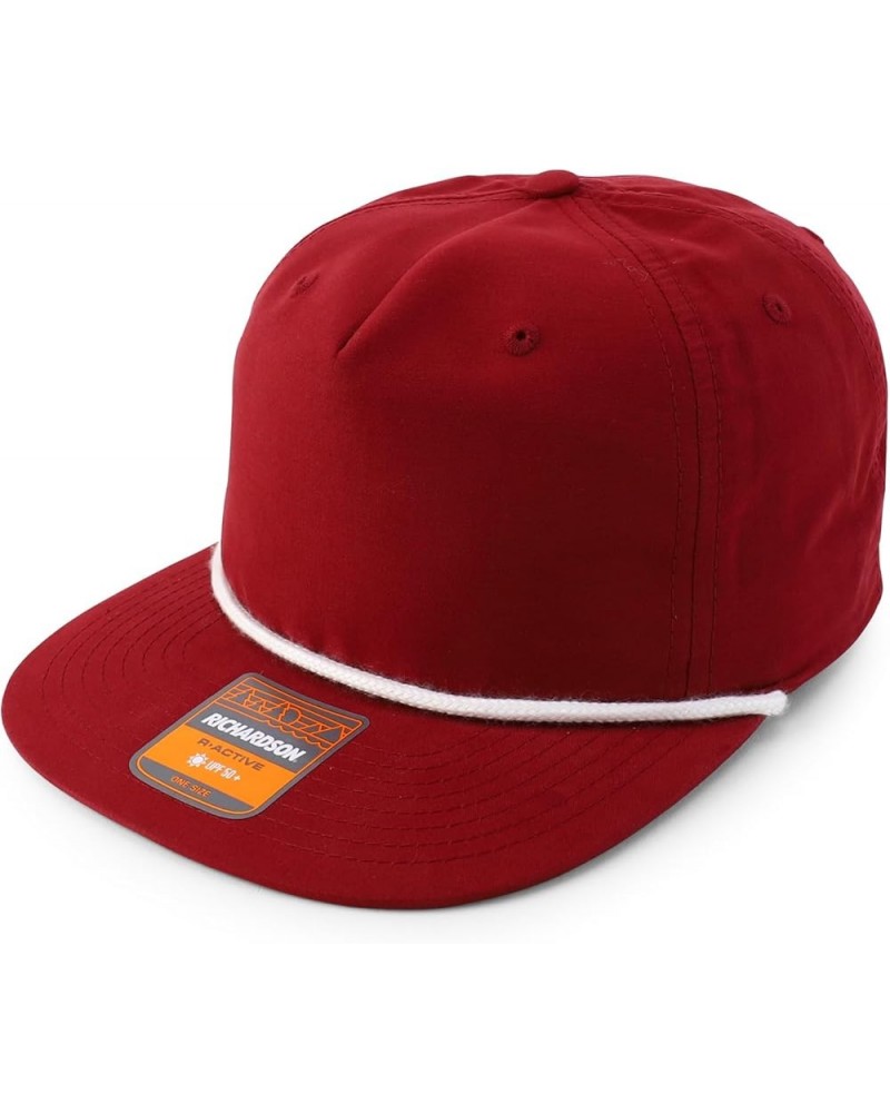 UPF 50 Unstructured 5 Panel Flatbill Golf Snapback Cap Cardinal White $14.70 Baseball Caps