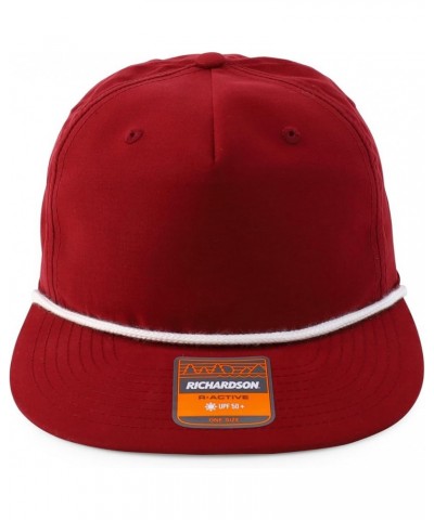 UPF 50 Unstructured 5 Panel Flatbill Golf Snapback Cap Cardinal White $14.70 Baseball Caps