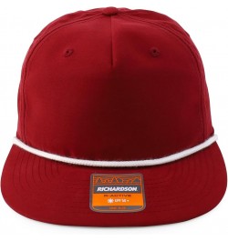 UPF 50 Unstructured 5 Panel Flatbill Golf Snapback Cap Cardinal White $14.70 Baseball Caps