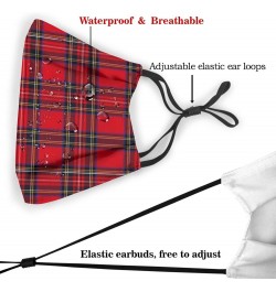 Royal Stewart Tartan Reusable Face Mask with Replaceable Filter Activated Carbon Dust Mask with Two Filters $11.38 Balaclavas