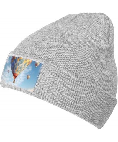 Beanie for Men Women Hot Air Balloon Warm Winter Knit Cuffed Beanie Soft Warm Ski Hats Unisex Gray $12.84 Skullies & Beanies