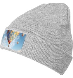 Beanie for Men Women Hot Air Balloon Warm Winter Knit Cuffed Beanie Soft Warm Ski Hats Unisex Gray $12.84 Skullies & Beanies