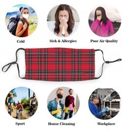 Royal Stewart Tartan Reusable Face Mask with Replaceable Filter Activated Carbon Dust Mask with Two Filters $11.38 Balaclavas