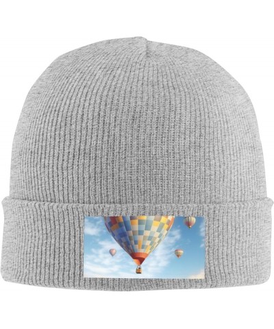 Beanie for Men Women Hot Air Balloon Warm Winter Knit Cuffed Beanie Soft Warm Ski Hats Unisex Gray $12.84 Skullies & Beanies